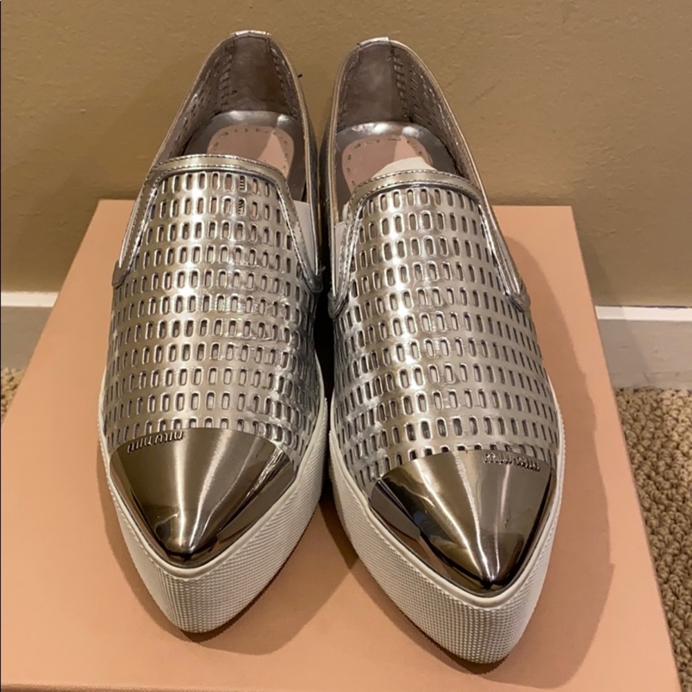 Miu Miu silver platform gymshoe